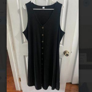 Black Sleeveless Button Up Dress
